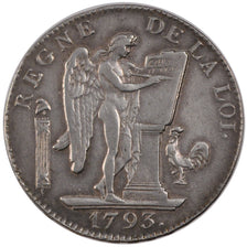 FRANCE, Écu de 6 livres françoise, 6 Livres, 1793, Paris, KM #624.1, AU(50-53), 