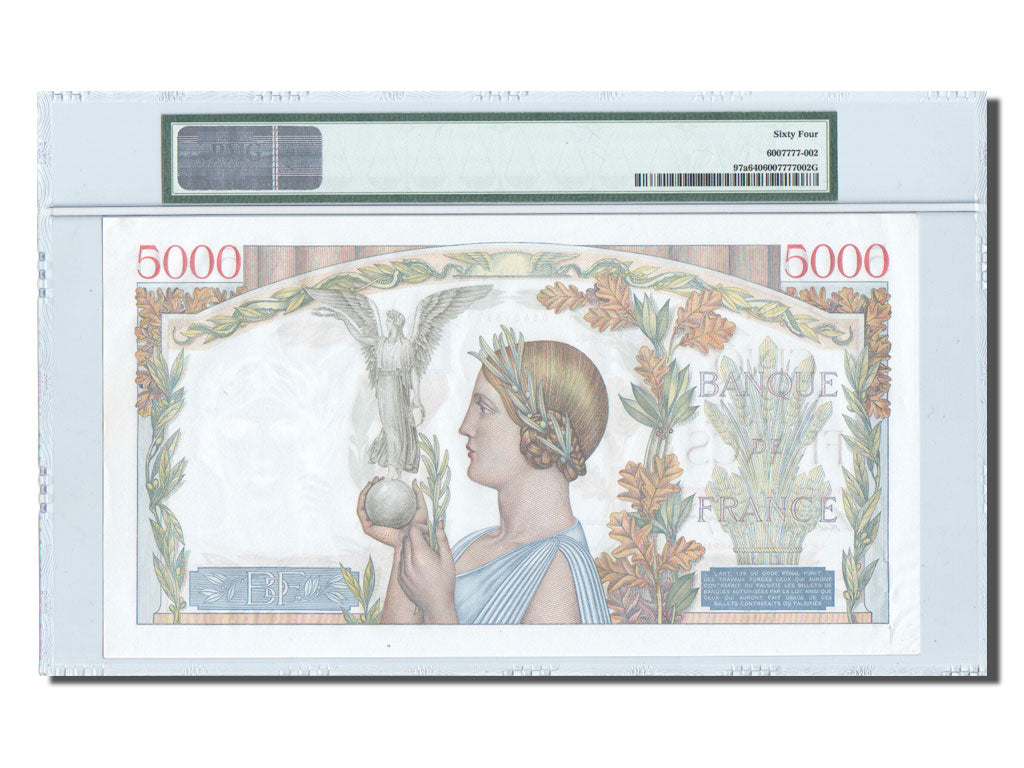 France, 5000 Francs, 5 000 F 1934-1944 ''Victoire'', 1938, KM #91, 1938-10-13,..