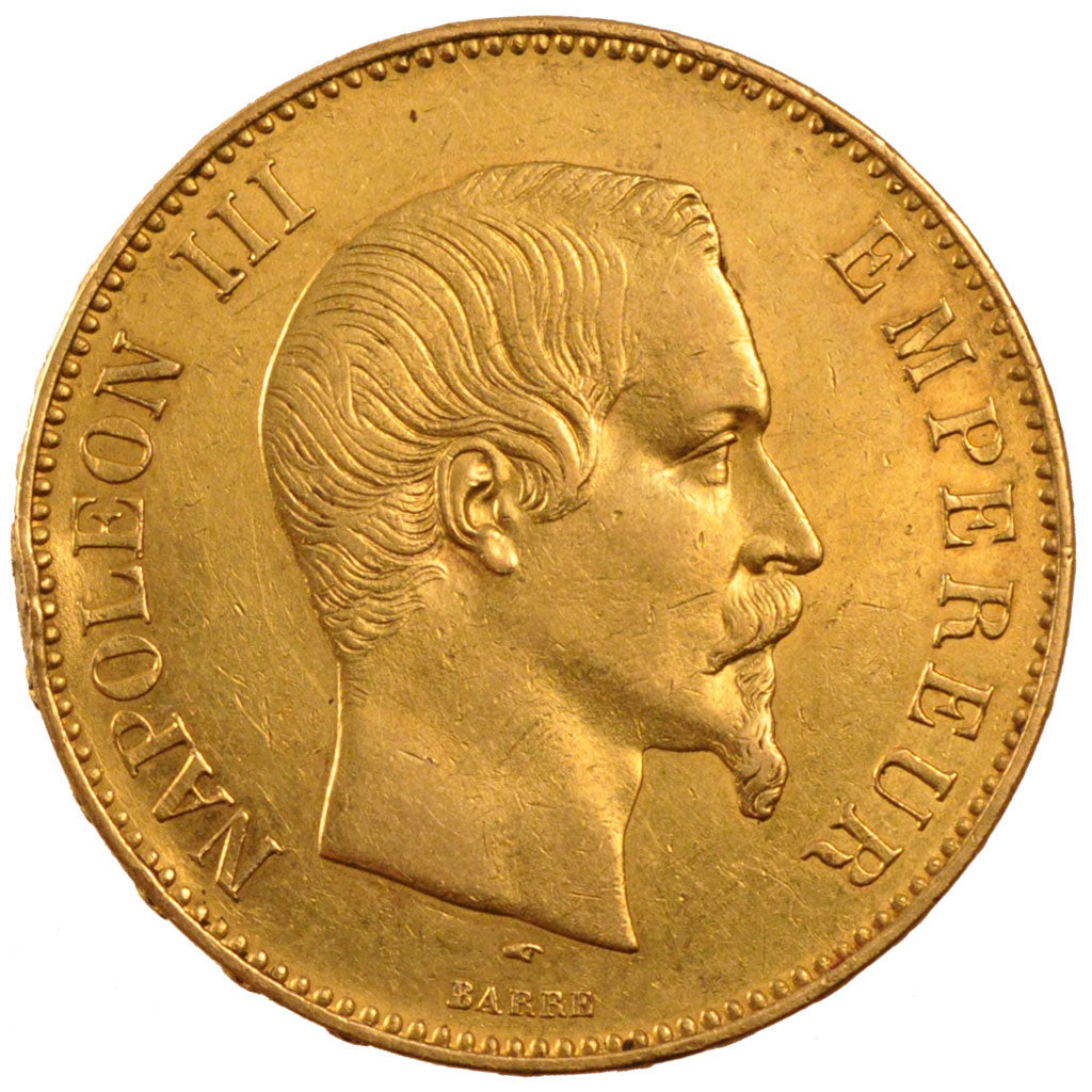 FRANCE, Napoléon III, 100 Francs, 1855, Paris, KM #786.1, AU(50-53), Gold, G...