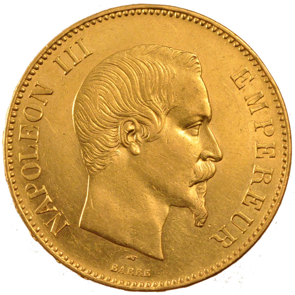 FRANCE, Napoléon III, 100 Francs, 1855, Paris, KM #786.1, AU(50-53), Gold, G...