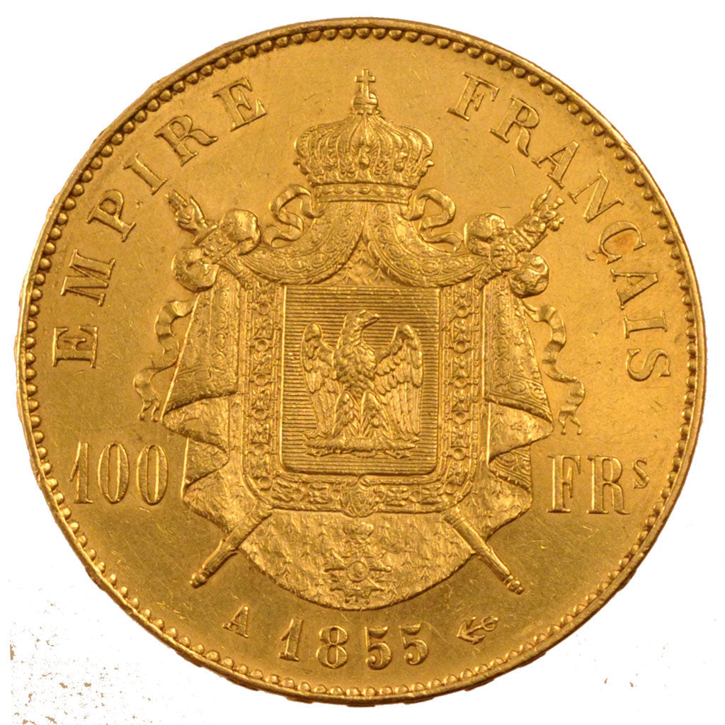 FRANCE, Napoléon III, 100 Francs, 1855, Paris, KM #786.1, AU(50-53), Gold, G...
