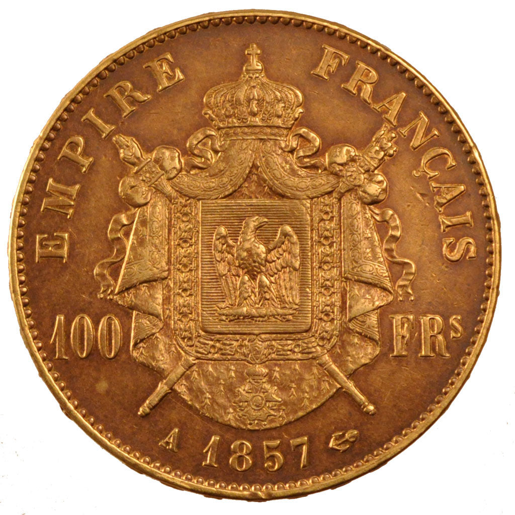 FRANCE, Napoléon III, 100 Francs, 1857, Paris, KM #786.1, EF(40-45), Gold, G...