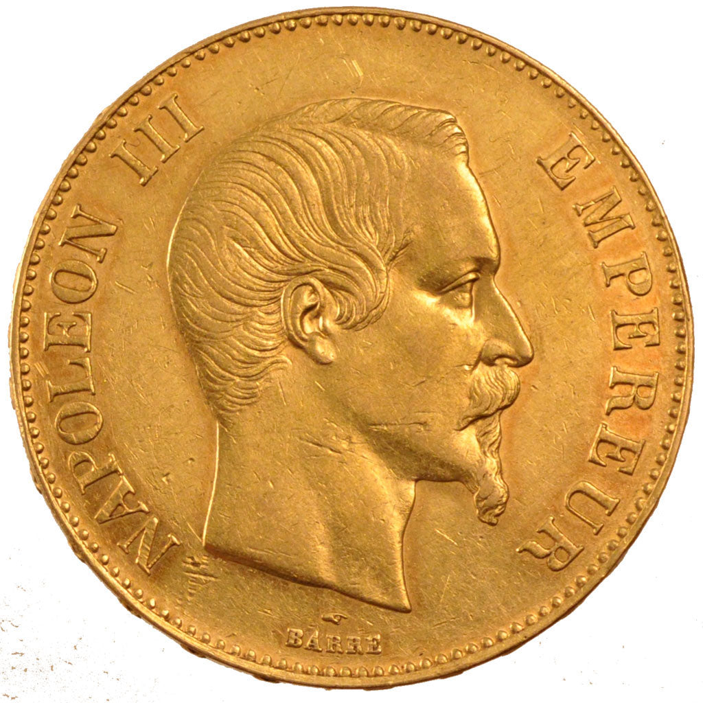FRANCE, Napoléon III, 100 Francs, 1858, Paris, KM #786.1, AU(50-53), Gold, G...