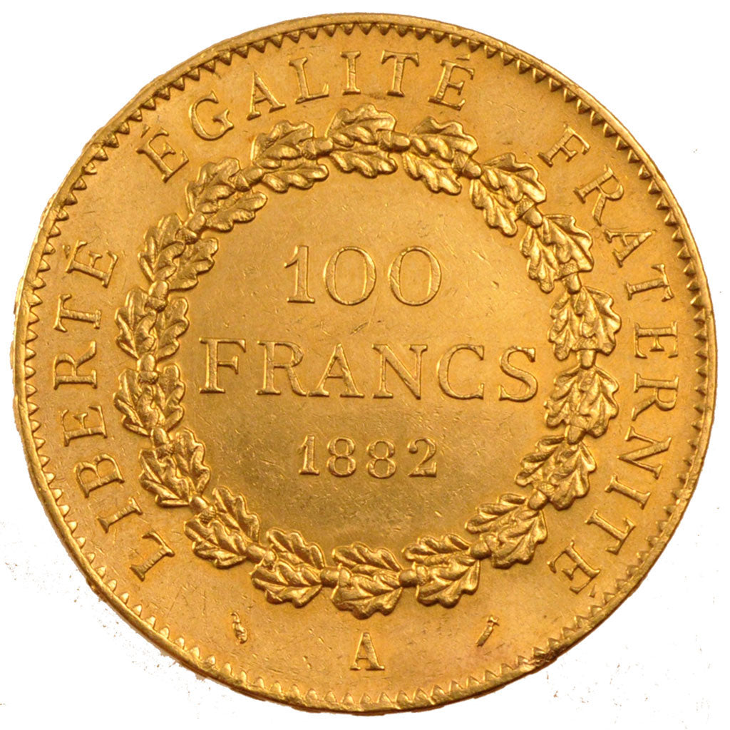 FRANCE, Génie, 100 Francs, 1882, Paris, KM #832, AU(55-58), Gold, Gadoury #1137,