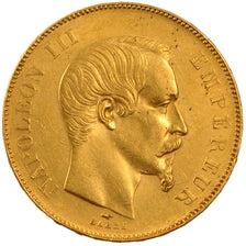FRANCE, Napoléon III, 50 Francs, 1857, Paris, KM #785.1, AU(55-58), Gold, Gadour