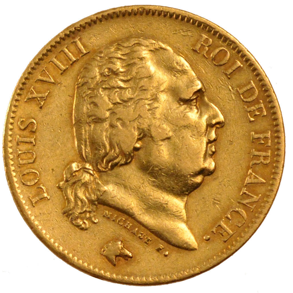 FRANCE, Louis XVIII, 40 Francs, 1818, Lille, KM #713.6, EF(40-45), Gold,...