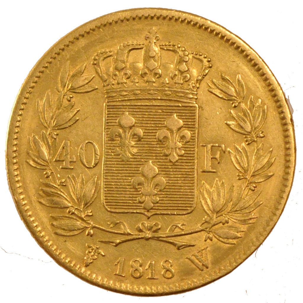 FRANCE, Louis XVIII, 40 Francs, 1818, Lille, KM #713.6, EF(40-45), Gold,...