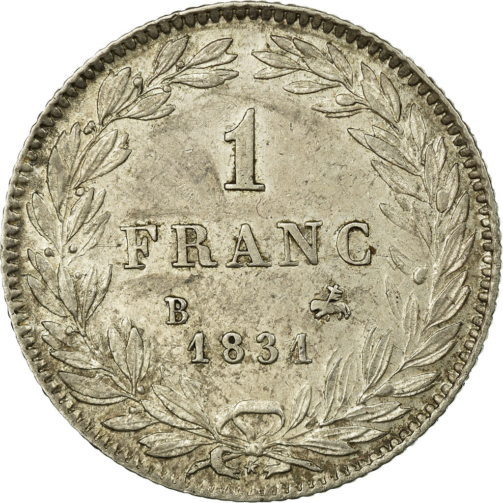 Moneta, Francja, Louis-Philippe, Franc, 1831, Rouen, AU(50-53), Srebro