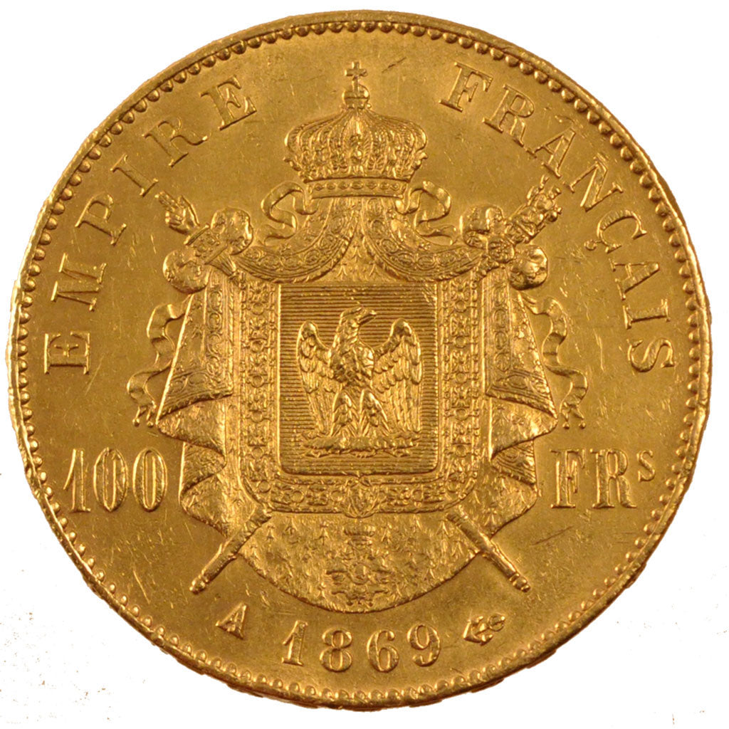 FRANCE, Napoléon III, 100 Francs, 1869, Paris, KM #802.1, AU(55-58), Gold, G...