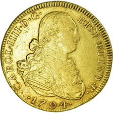 Coin, Colombia, Charles IV, 8 Escudos, 1794, Nuevo Reino, EF(40-45), Gold