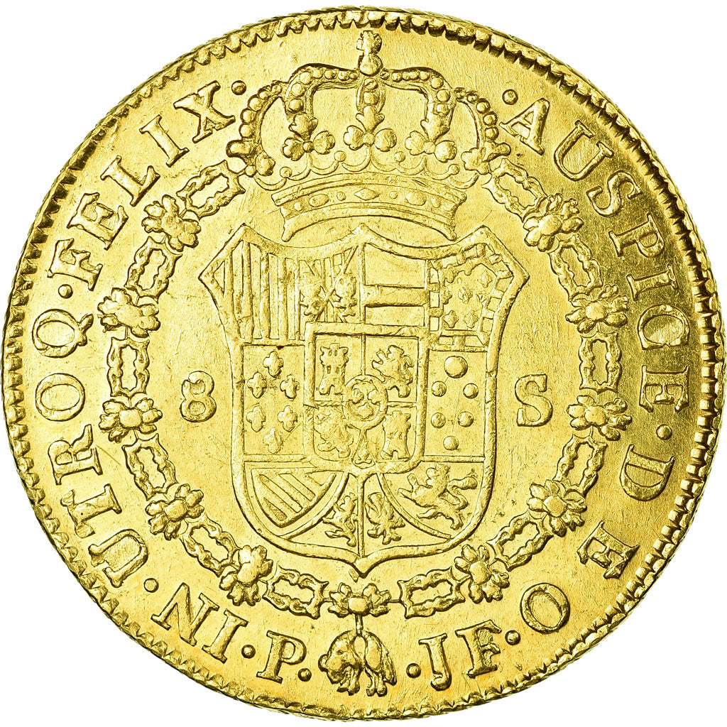 Coin, Colombia, Charles IV, 8 Escudos, 1795, Popayan, AU(50-53), Gold, KM:62.2