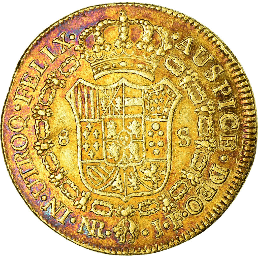 Münze, Kolumbien, 8 Escudos, 1818, Nuevo Reino, SS, Gold, KM:66.1