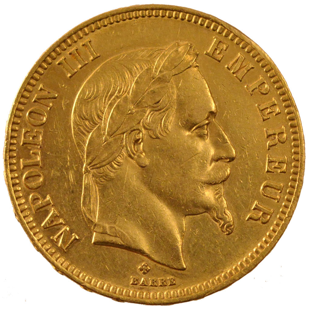 FRANCE, Napoléon III, 100 Francs, 1863, Strasbourg, KM #802.2, AU(55-58), Gold, 