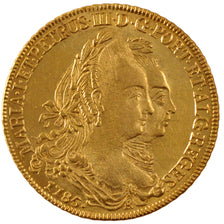 BRAZIL, 6400 Reis, 1785, Bahia, KM #199.1, AU(55-58), Gold, 14.38
