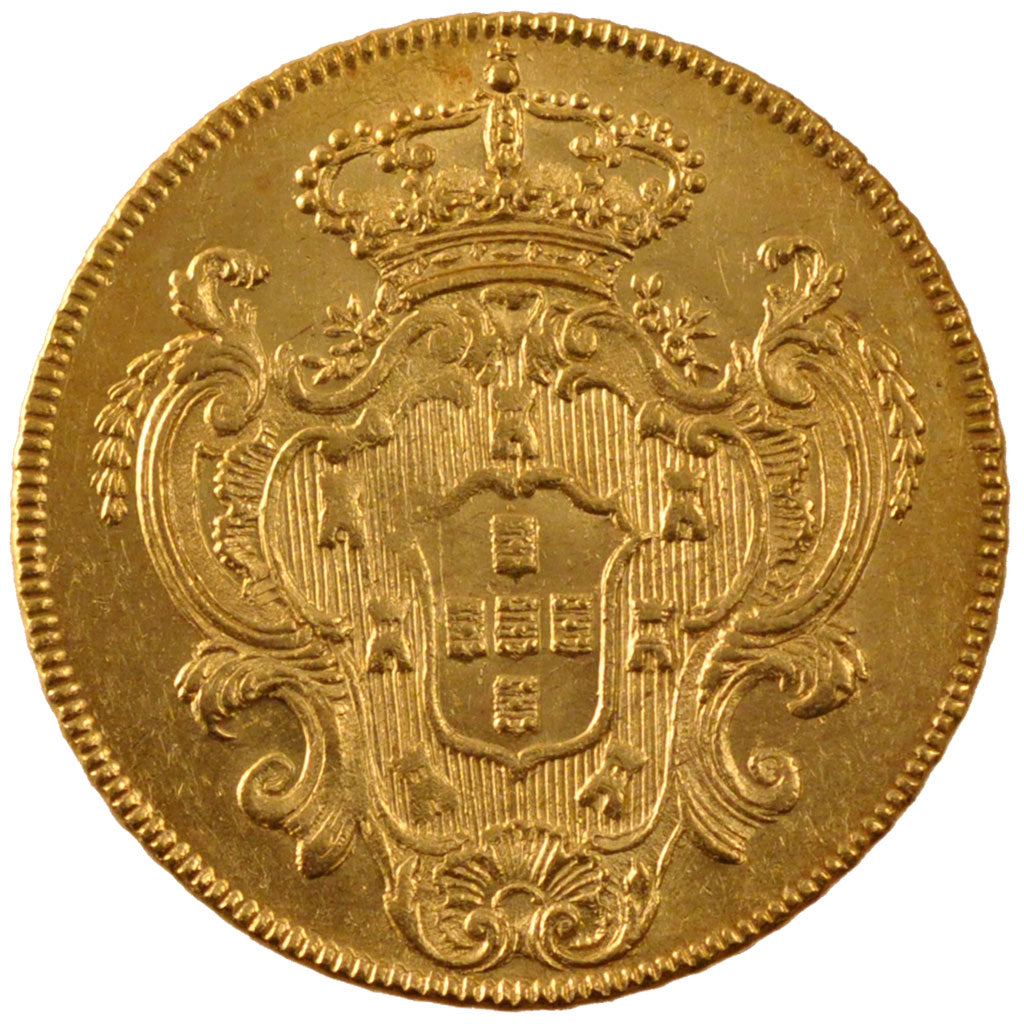 BRAZIL, 6400 Reis, 1785, Bahia, KM #199.1, AU(55-58), Gold, 14.38