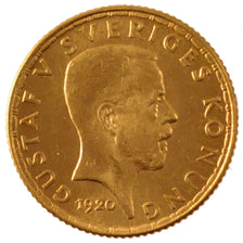 SWEDEN, 5 Kronor, 1920, Stockholm, KM #797, AU(55-58), Gold, 16, 2.24