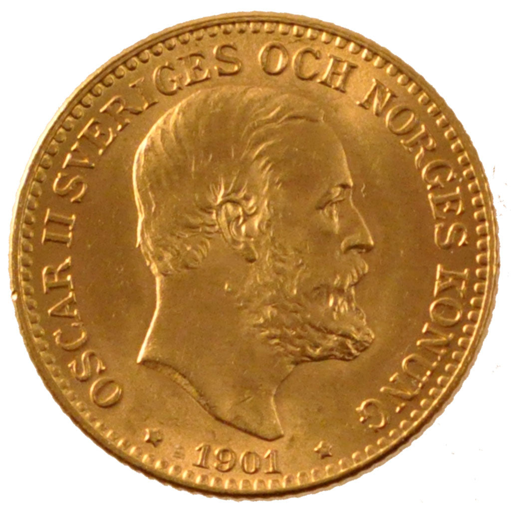 SWEDEN, 10 Kronor, 1901, Stockholm, KM #767, MS(60-62), Gold, 4.50