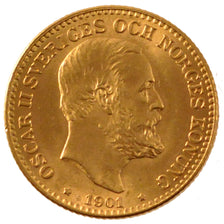 SWEDEN, 10 Kronor, 1901, Stockholm, KM #767, MS(60-62), Gold, 4.50