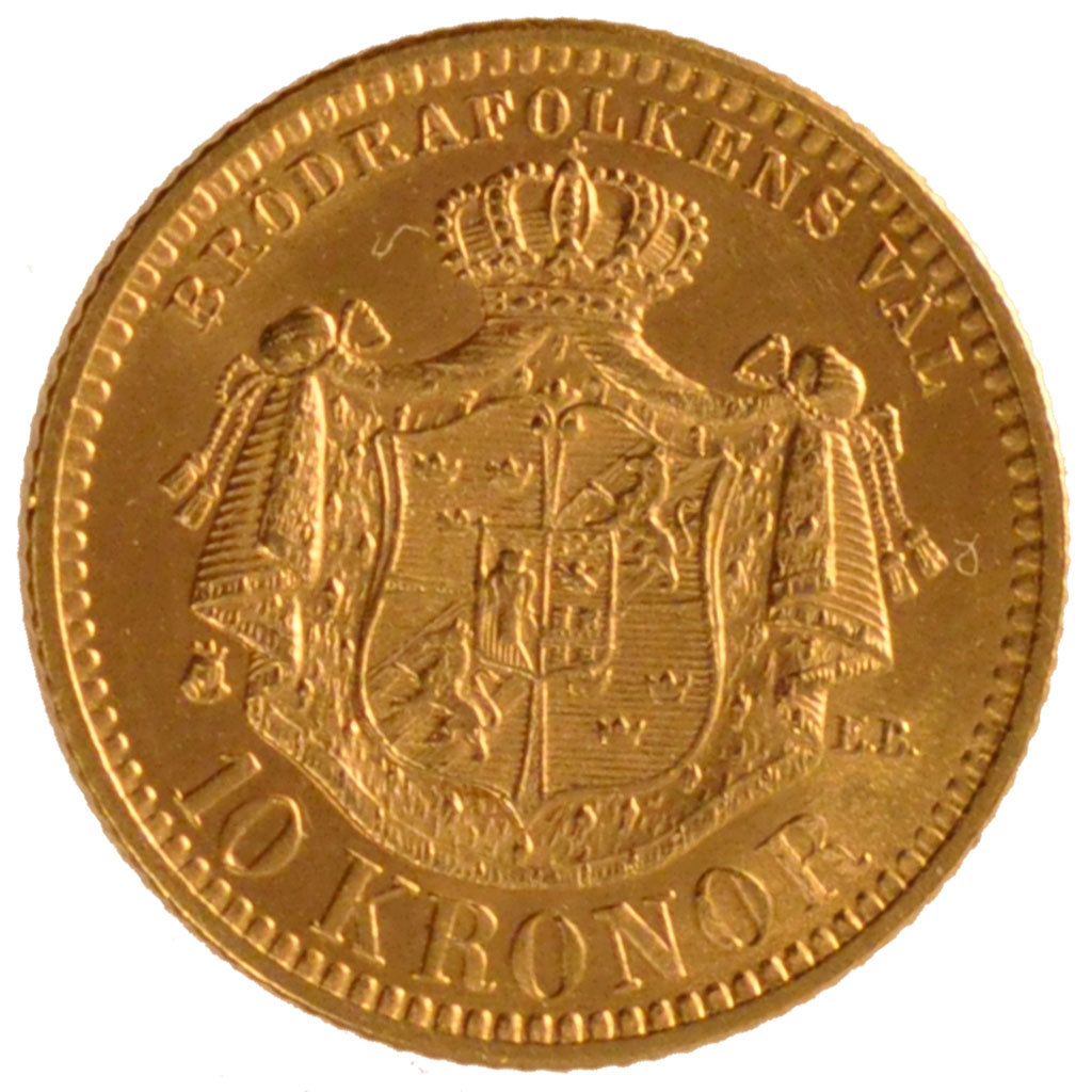 SWEDEN, 10 Kronor, 1901, Stockholm, KM #767, MS(60-62), Gold, 4.50