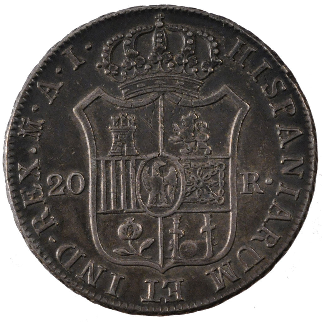 Coin, Spain, Joseph Napolean, 20 Réales, 1810, Madrid, AU(50-53), Silver