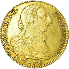 Munten, Spanje, Charles III, 4 Escudos, 1787, Seville, ZF, Goud, KM:418.2a