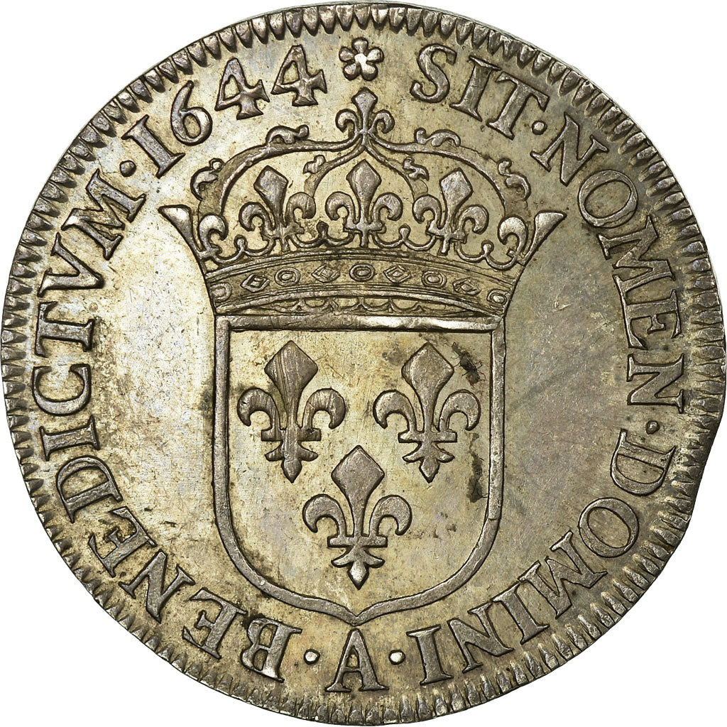 Coin, France, Louis XIV, 1/4 Écu à la mèche courte, 1/4 Ecu, 1644, Paris