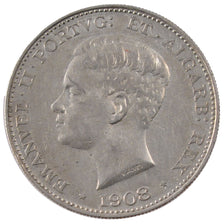 PORTUGAL, 500 Reis, 1908, KM #547, AU(55-58), Silver, 30, 12.56