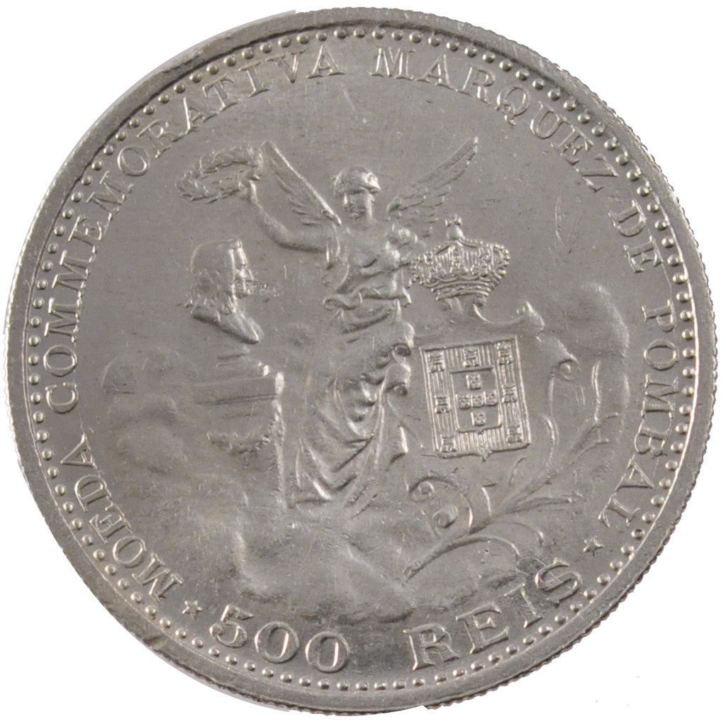 PORTUGAL, 500 Reis, 1910, KM #557, AU(55-58), Silver, 30, 12.55