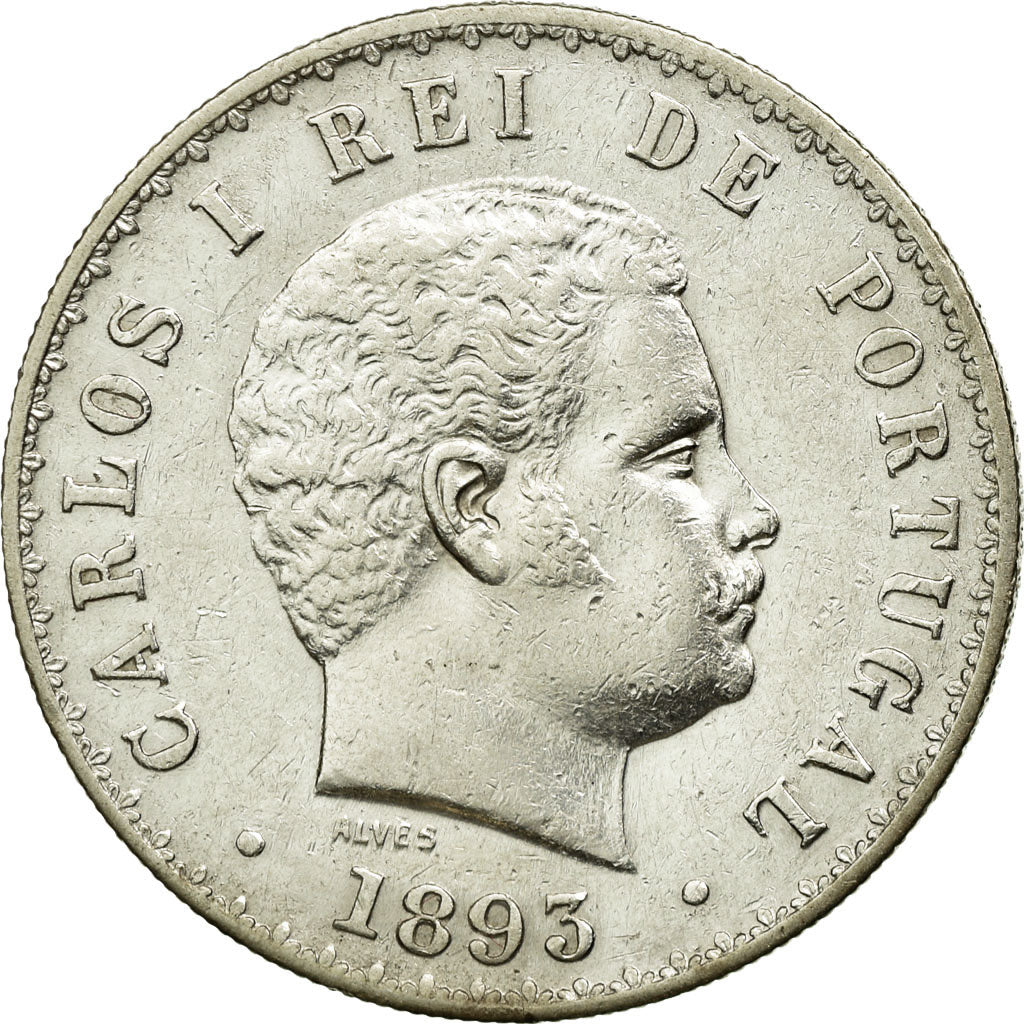 Munten, Portugal, Carlos I, 500 Reis, 1893, ZF+, Zilver, KM:535