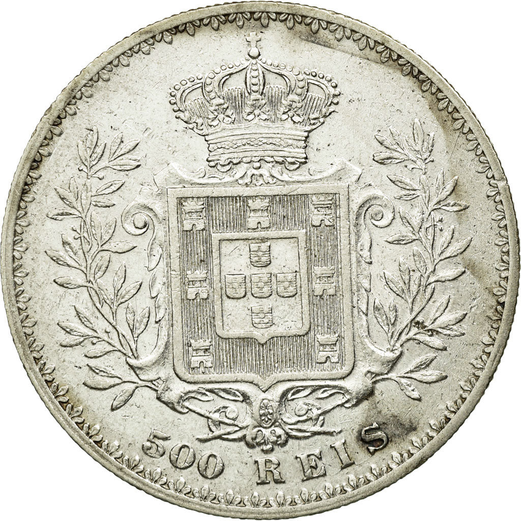 Munten, Portugal, Carlos I, 500 Reis, 1893, ZF+, Zilver, KM:535