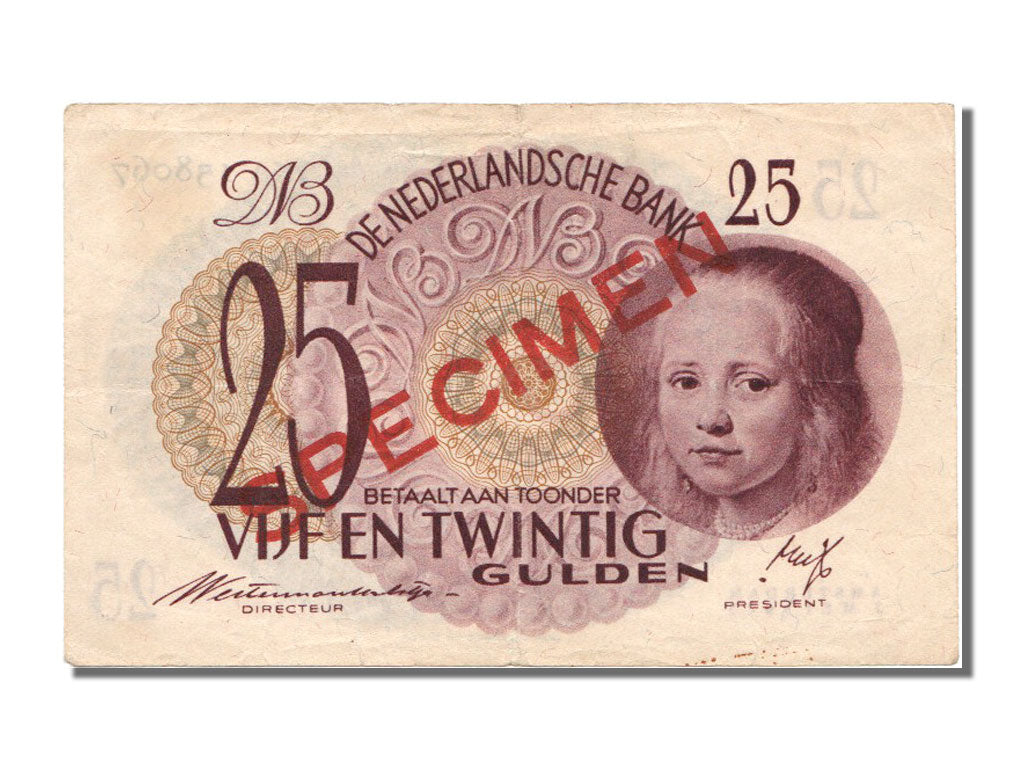 Netherlands, 25 Gulden, 1945, KM #77, 1945-05-07, AU(50-53), 5XA 158067