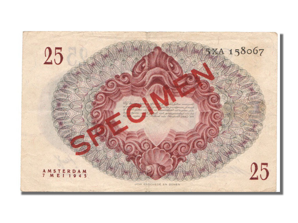 Netherlands, 25 Gulden, 1945, KM #77, 1945-05-07, AU(50-53), 5XA 158067