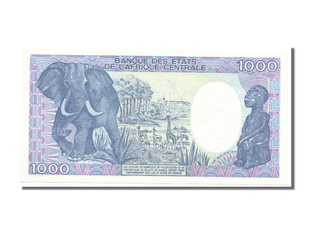 Gabon, 1000 Francs, 1992, 1992-01-01, AU(55-58), Y.11 281875