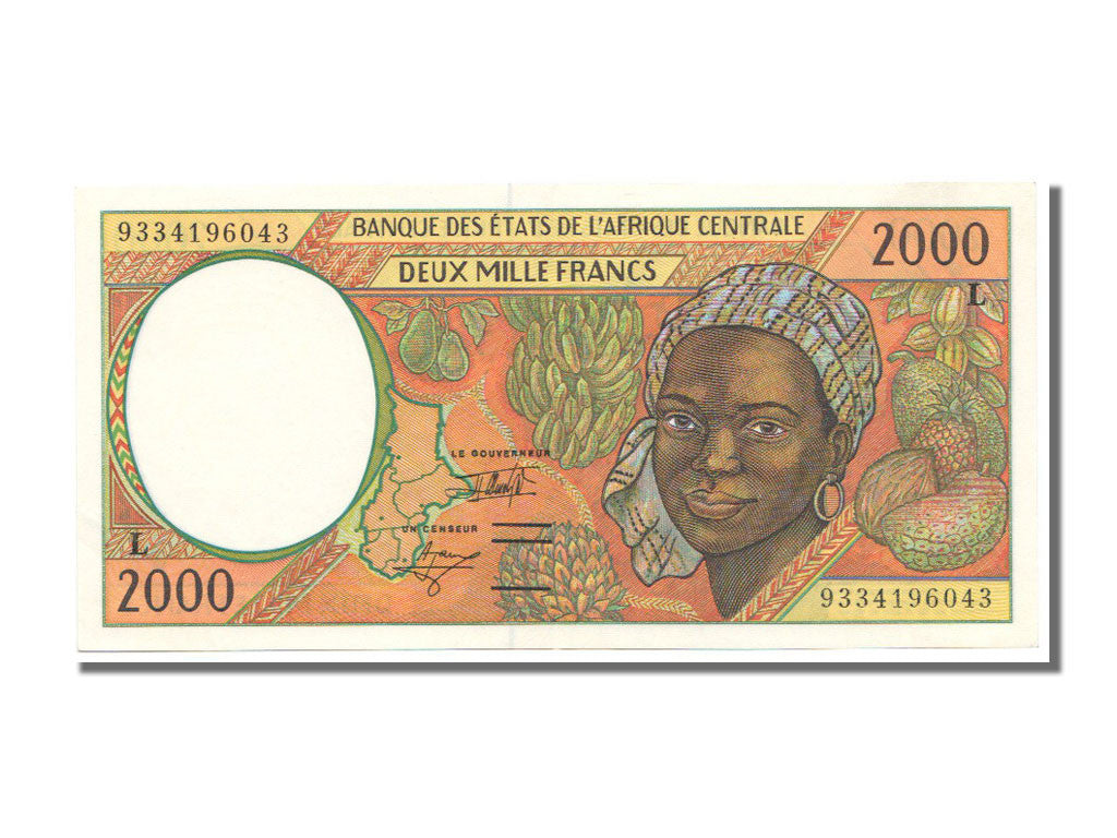 Central African States, 2000 Francs, 1993, KM #403La, UNC(60-62), 9334196043