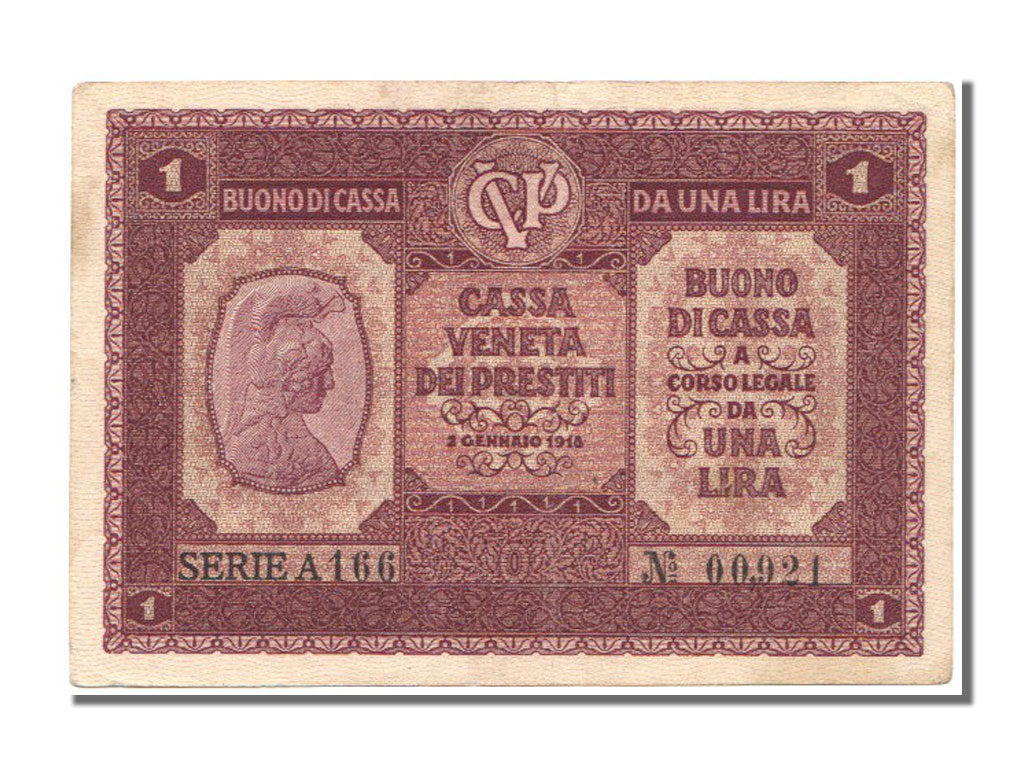 Italy, 1 Lira, 1918, KM #M4, 1918-01-02, AU(55-58), A166 00921