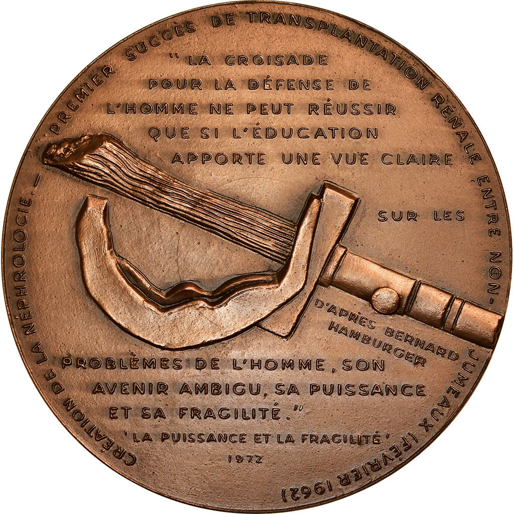 Francja, Medal, Medycyna, Professeur Jean Hamburger, 1975, Belmondo, MS(65-70)
