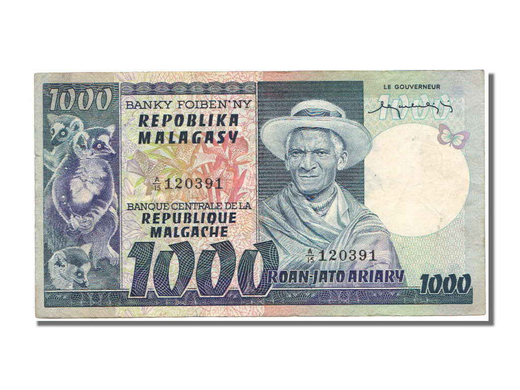 Madagascar, 1000 Francs = 200 Ariary, KM #76a, EF(40-45), A/15 120391
