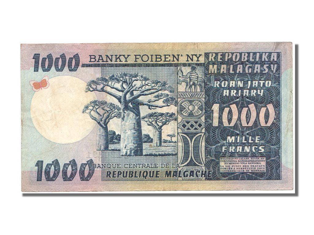 Madagascar, 1000 Francs = 200 Ariary, KM #76a, EF(40-45), A/15 120391