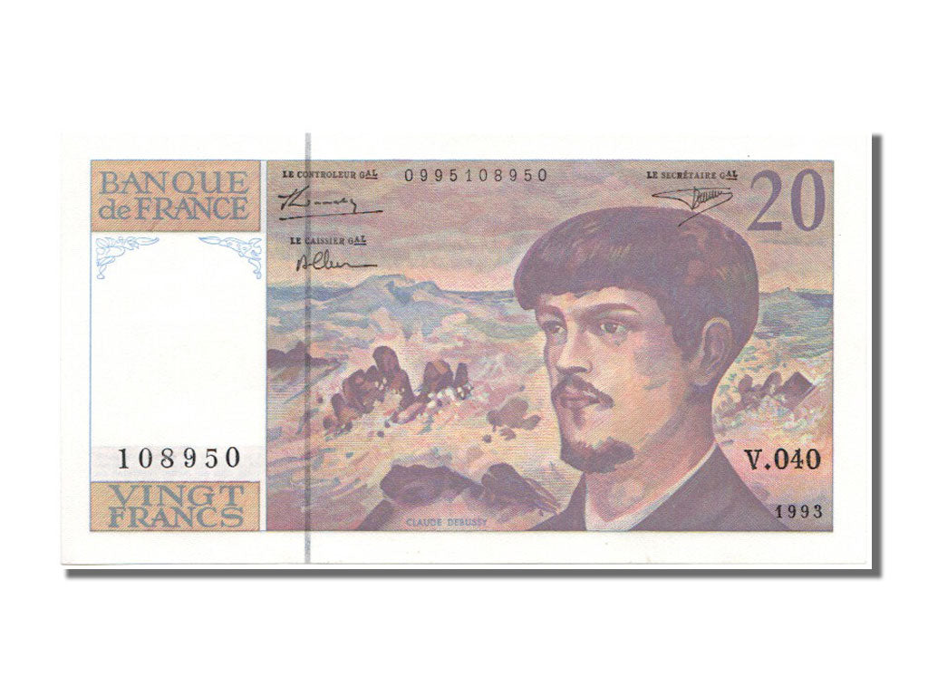 Banknote, France, 20 Francs, 20 F 1980-1997 ''Debussy'', 1993, UNC(65-70)