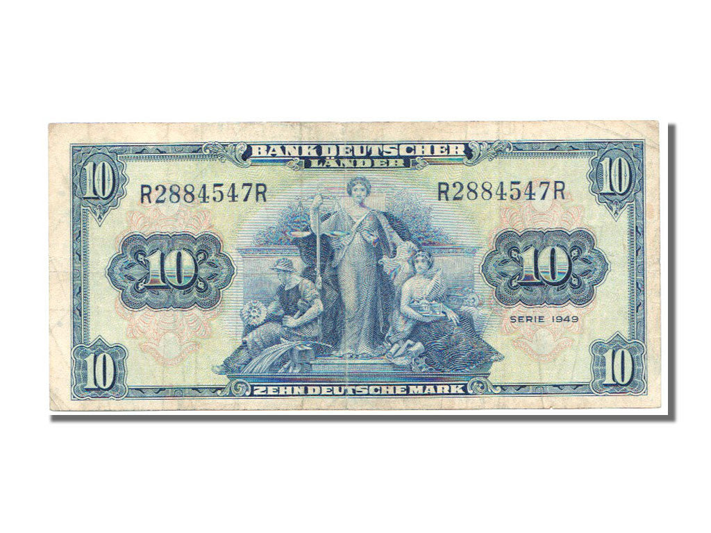 Germany - Federal Republic, 10 Deutsche Mark, 1949, KM #16a, 1949-08-22,...