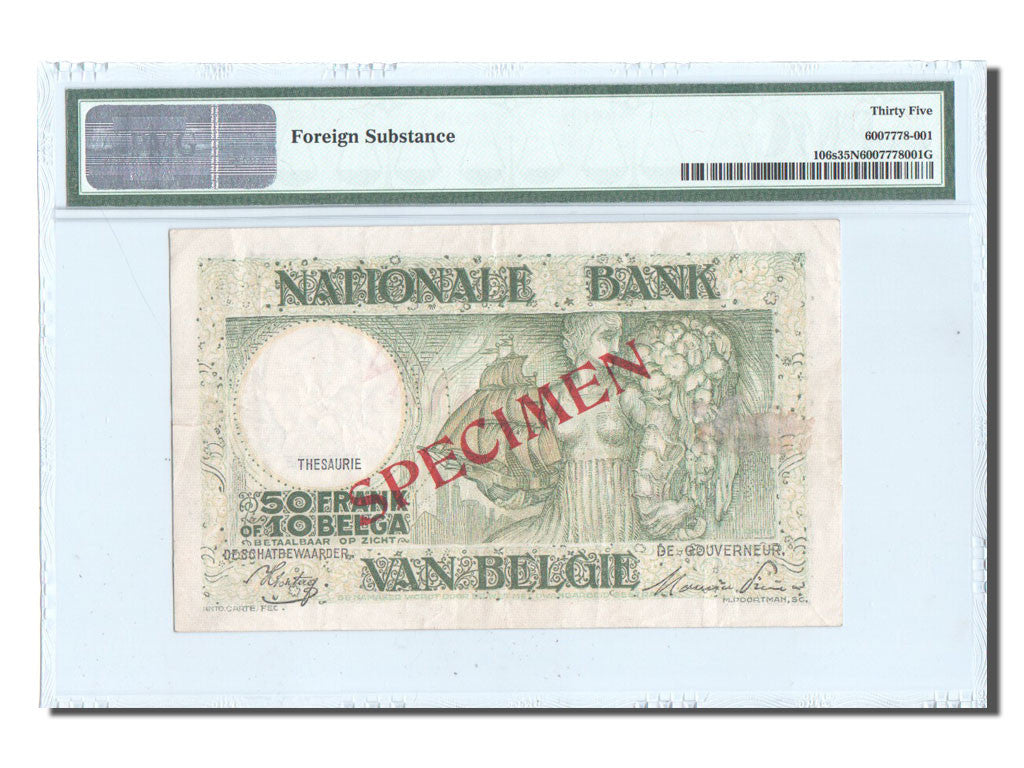 Banknote, Belgium, 50 Francs-10 Belgas, ND (1935-1947), Undated, KM:101, graded