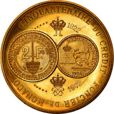 Monaco, Medal, Cinquantenaire du Crédit Foncier, 1972, MS(60-62), Gilt Bronze