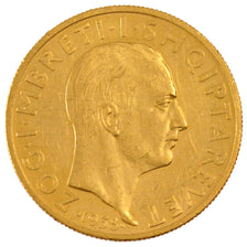 ALBANIA, 50 Franga Ari, 1938, Rome, KM #25, AU(50-53), Gold, 16.16