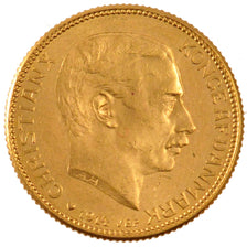 DENMARK, 20 Kroner, 1914, Copenhagen, KM #817.1, AU(55-58), Gold, 8.96