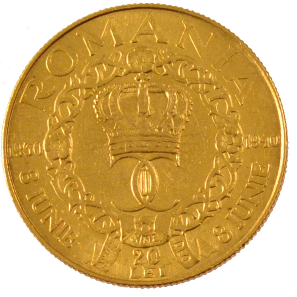 Romania, 20 Lei, 1940, Bucarest, AU(50-53), Gold, 6.37