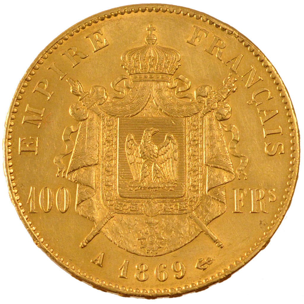 FRANCE, Napoléon III, 100 Francs, 1869, Paris, KM #802.1, AU(55-58), Gold, G...
