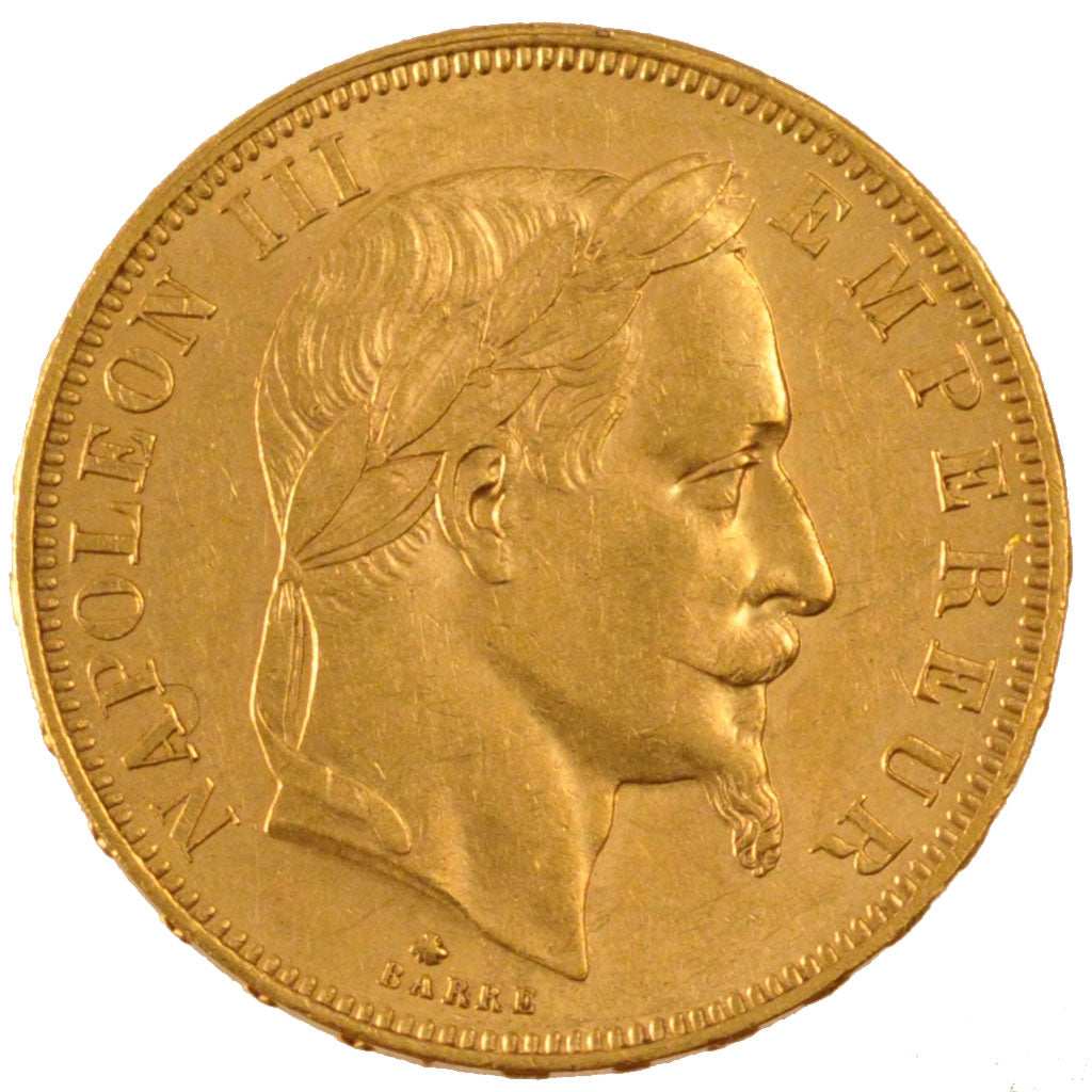 FRANCE, Napoléon III, 50 Francs, 1865, Paris, KM #804.1, AU(55-58), Gold, Gadour