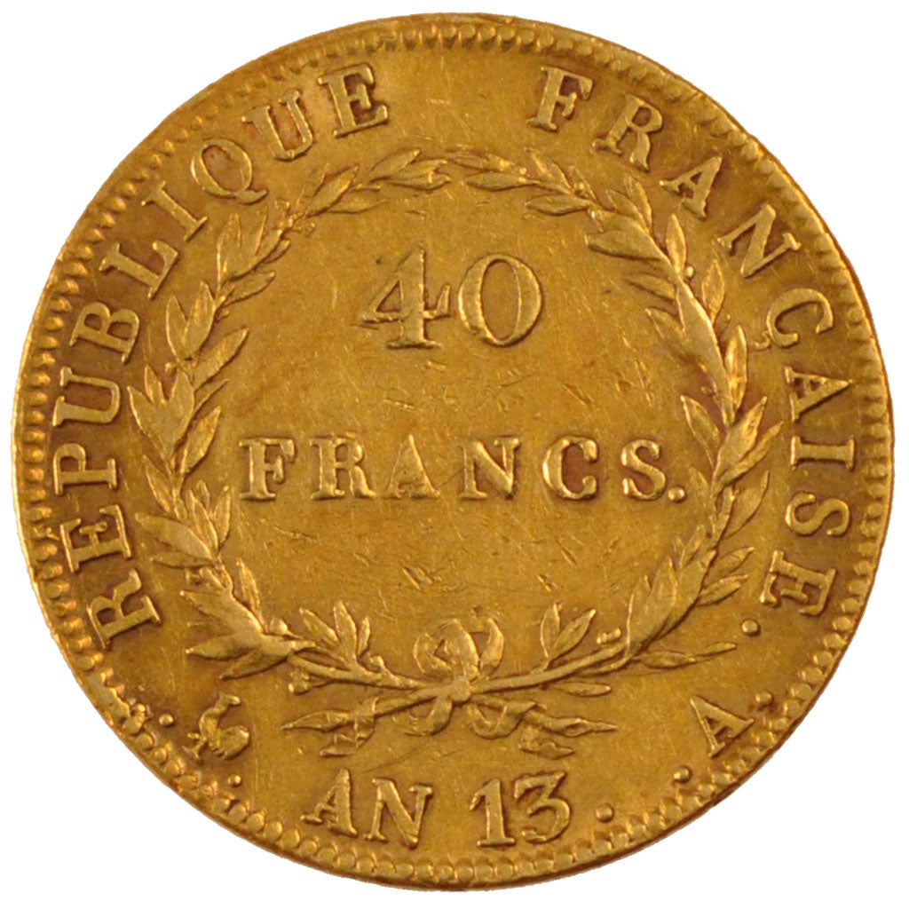 FRANCE, 40 Francs, 1805, Paris, EF(40-45), Gold, Gadoury #1081, 12.92