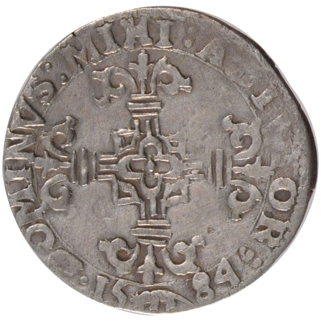 FRANCE, 1/20 Ecu, 1584, Arras, VF(30-35), Silver, Boudeau #1982, 3.19