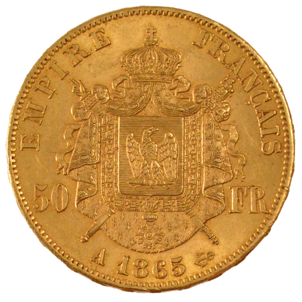 FRANCE, Napoléon III, 50 Francs, 1865, Paris, KM #804.1, AU(55-58), Gold, Gadour